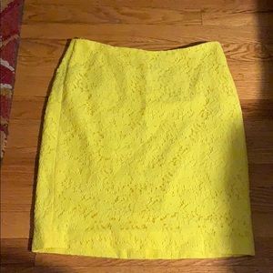 Ann Taylor yellow lace pencil skirt
